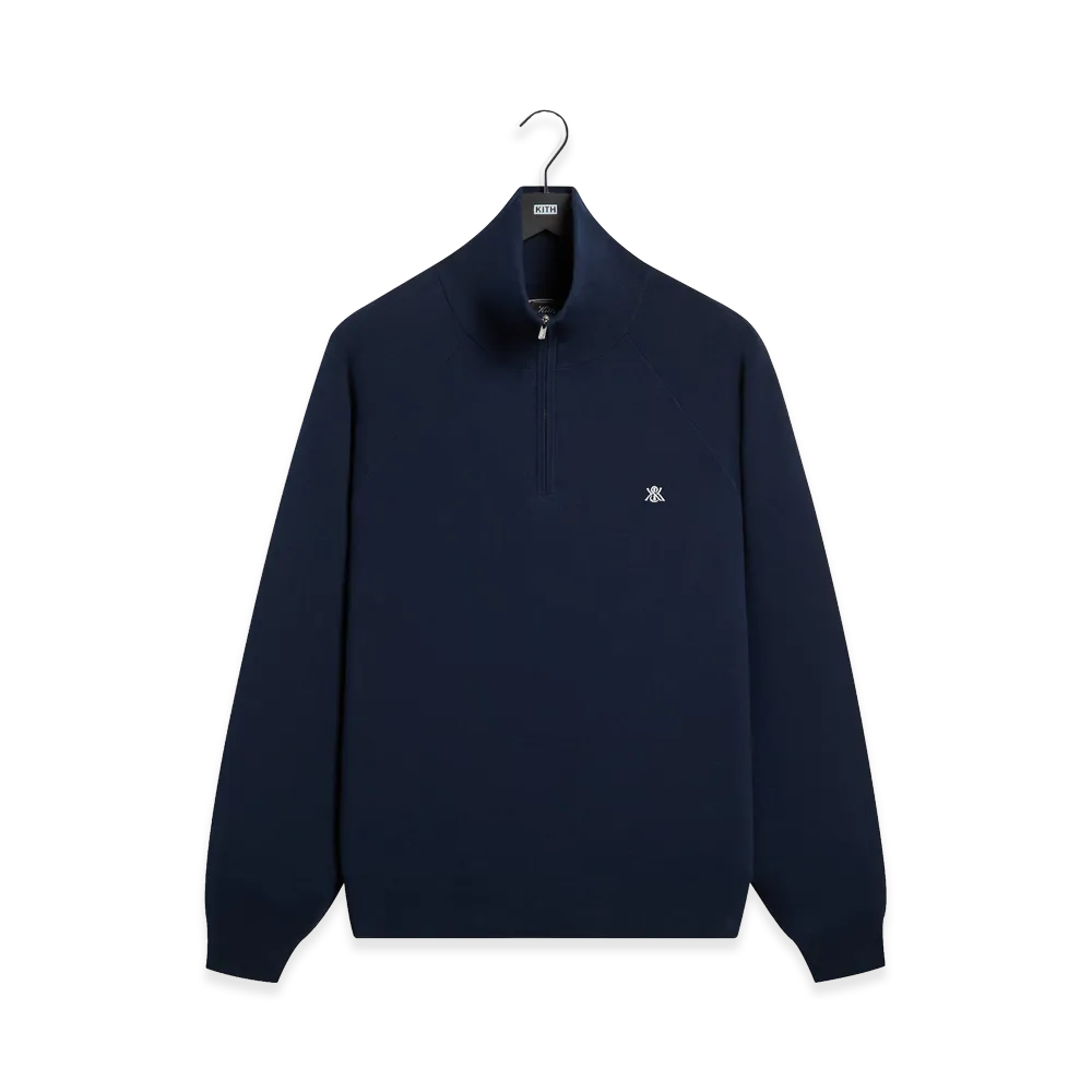 Kith Compact Cotton Knit Javier Quarter Zip Pullover "Nocturnal"