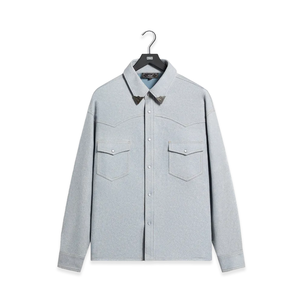 Kith Leather Denim Western Henson Shirt "Light Indigo"