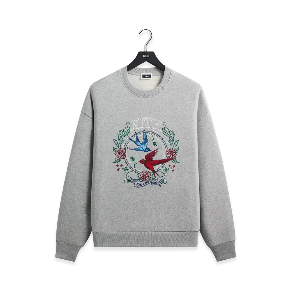 Kith Swallow Emblem Nelson Crewneck "Mid Heather Grey"