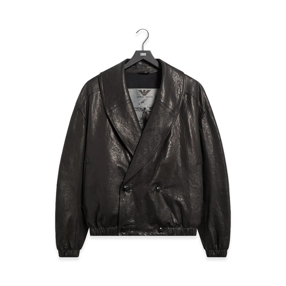 Kith x Giorgio Armani Lamb Leather High Neck Flight Jacket "Black Beauty"