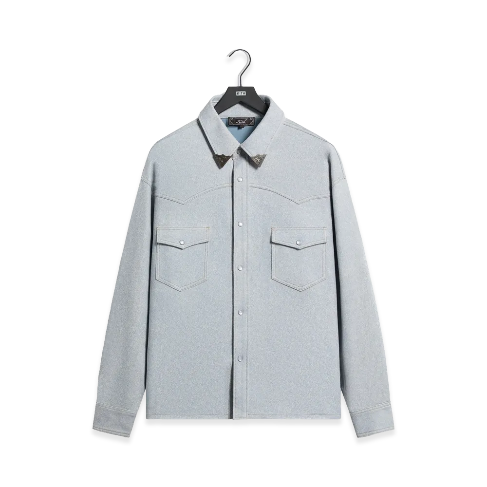 Kith Leather Denim Western Henson Shirt "Light Indigo"