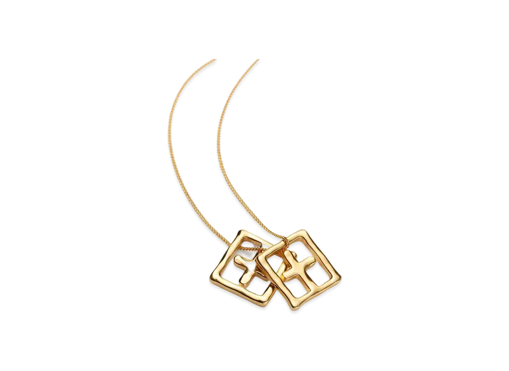 KSUBI 18k Dripps Box Cross Necklace "Gold"