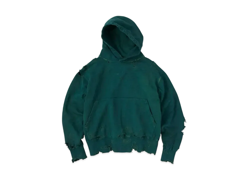 KURO More Damage Washed Sweat Parka "Green"