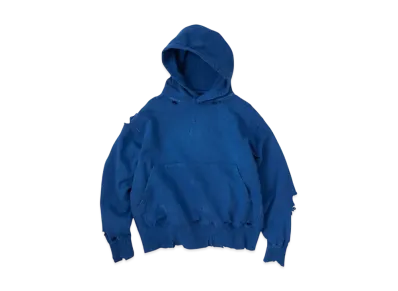 KURO More Damage Washed Sweat Parka "Blue"