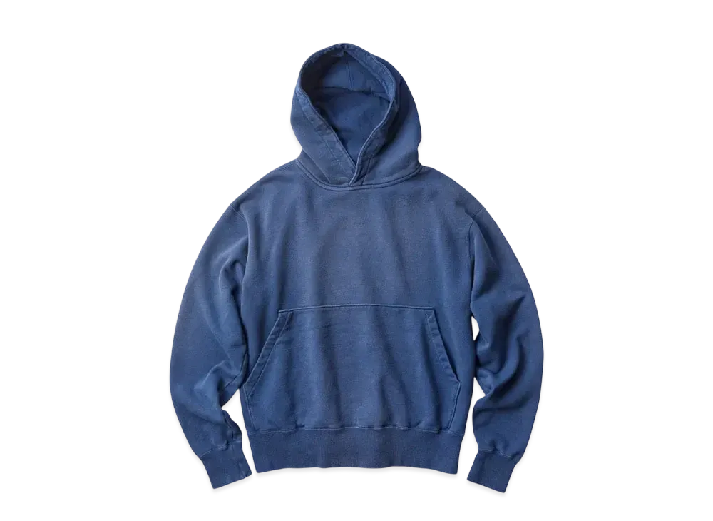 KURO Used Dyed Damage Pull Parka Sweat "Navy"