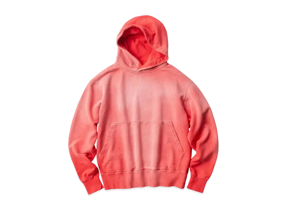 KURO Used Dyed Damage Pull Parka Sweat "Red"