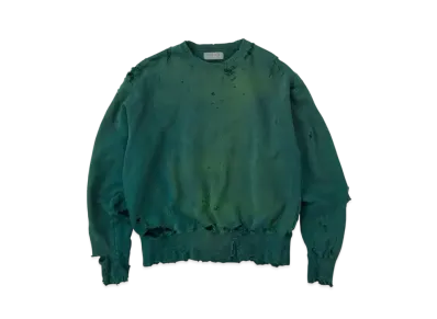 KURO More Damage Washed Crew Neck Sweat "Green"
