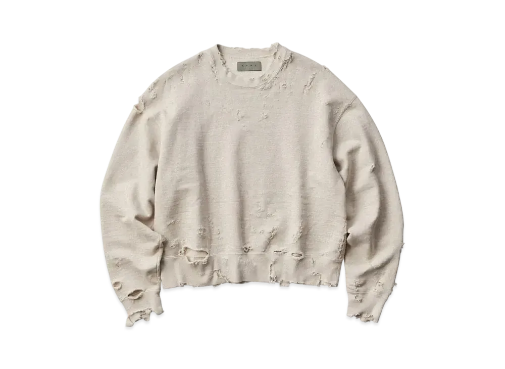 KURO More Damage Crew Neck Sweat "Oatmeal"