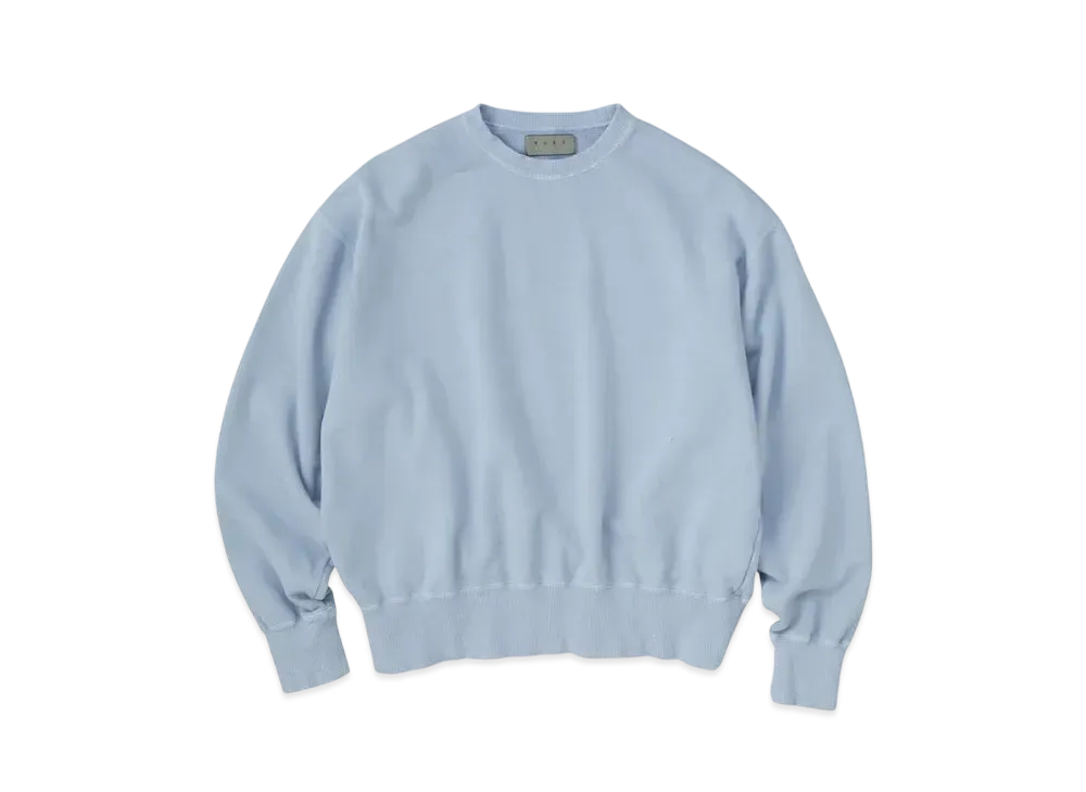 KURO Used Washed Crew Neck Sweat "Sky Blue"