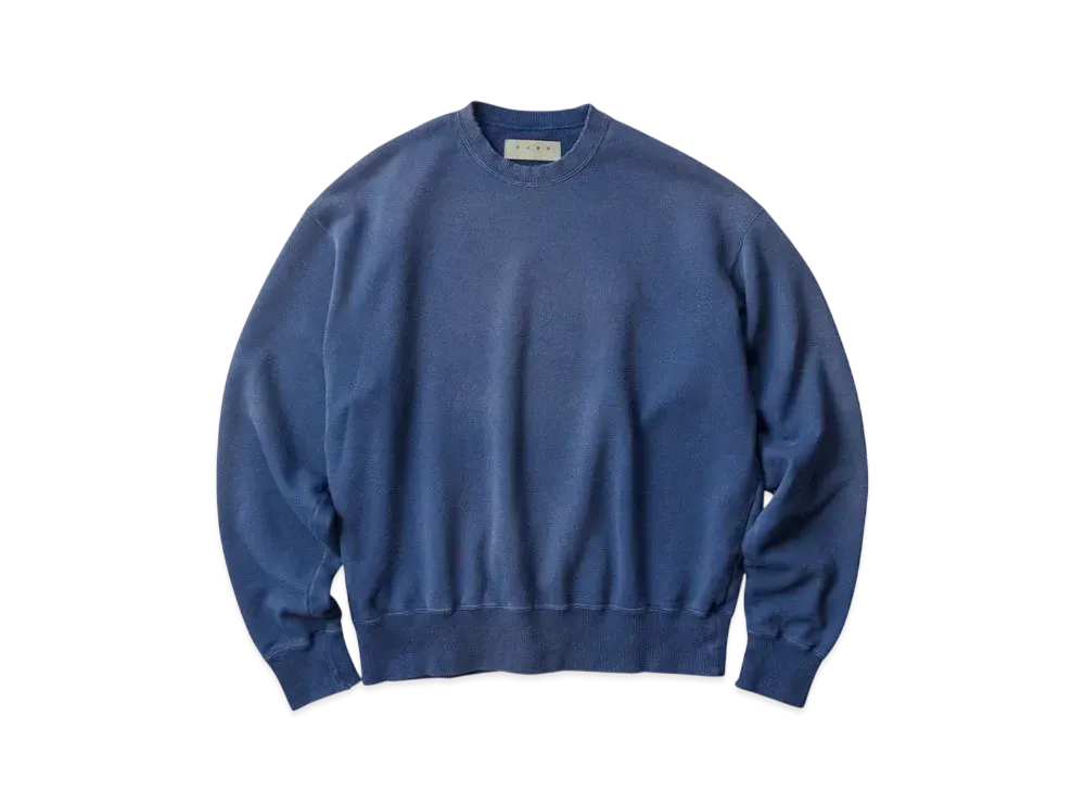 KURO Used Dyed Damage Crew Neck Sweat "Navy"