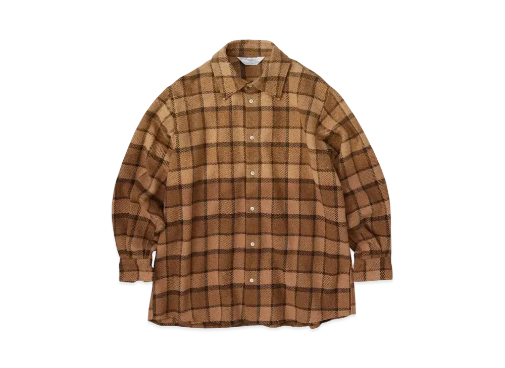 KURO Used Wash Old Style Check Shirt "Brown"