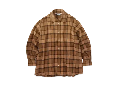 KURO Used Wash Old Style Check Shirt "Brown"