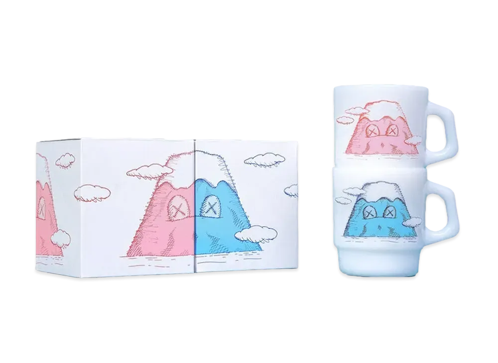 KAWS HOLIDAY JAPAN Mount Fuji Fire King Mug (Set of 2) "Multi"