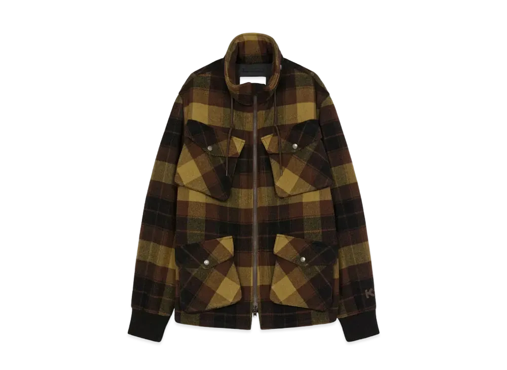 KENZO Checkered Wool Hoodie "Dark Brown"