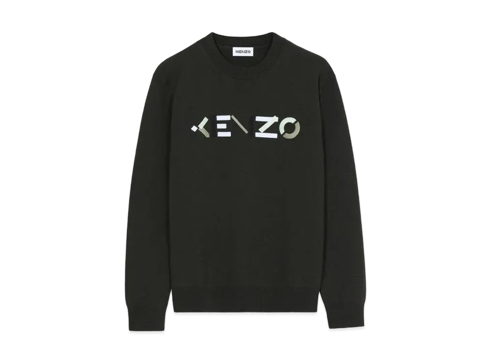 KENZO Merino Wool Sweater KENZO Logo "Stone Grey"