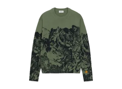 KENZO Wool loose sweater 'Wildtigers' "Lime Tea"