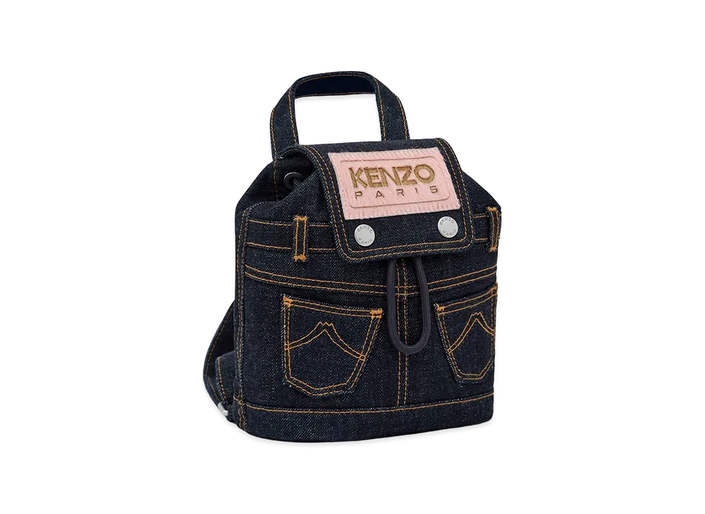 KENZO Five Pockets' Mini Backpack in Denim-Like Twill "Navy Blue"