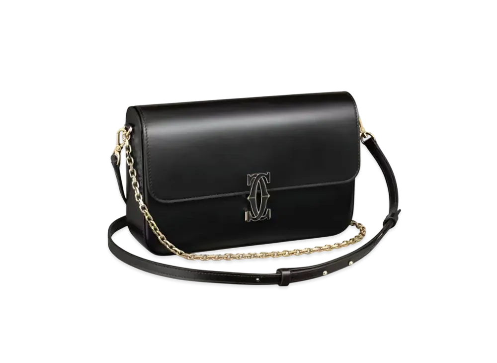 Cartier Small Model Chain Bag, C de Cartier "Gold/Black"
