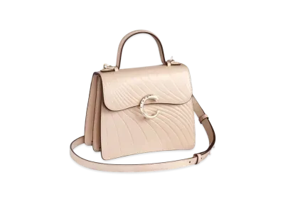 Cartier Small Model Top Handle Bag, Panthere de Cartier "Light Beige"