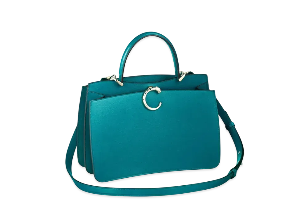 Cartier Small Model Handle Bag, Panthere de Cartier "Petrol Blue"