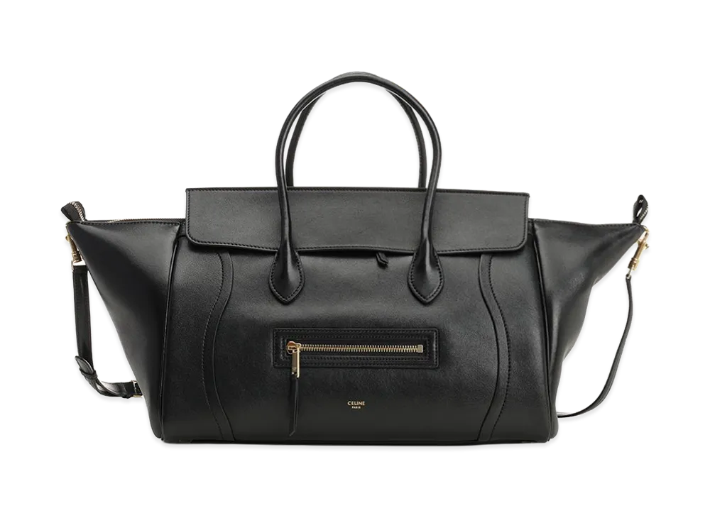 CELINE Women's Medium Luggage Supple Shiny Calfskin "Black"
