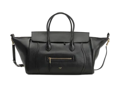 CELINE Women's Medium Luggage Supple Shiny Calfskin "Black"