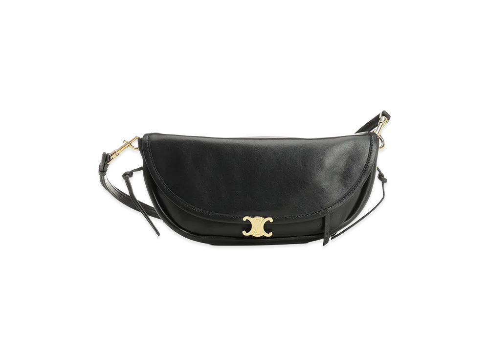 CELINE Women's Small Halfmoon Soft Triomphe Supple Shiny Lambskin "Black"