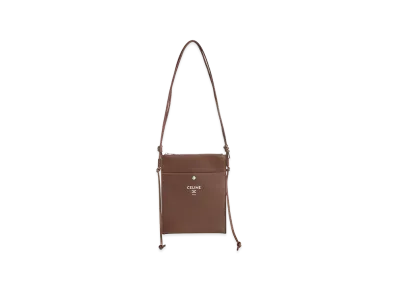 CELINE Sharp Pouch Shiny Lambskin Leather "Brown"