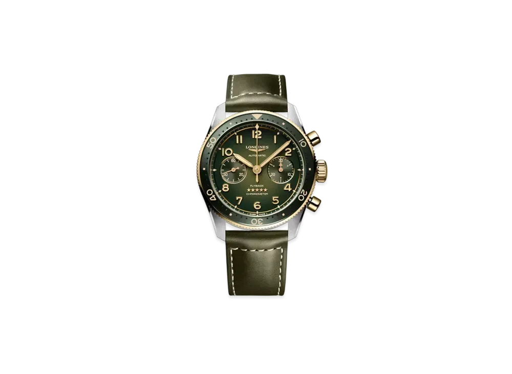 ロンジン スピリット フライバック 42mm "ステンレススチール/18KイエローゴールドGC200/グリーン" L3.821.5.53.2