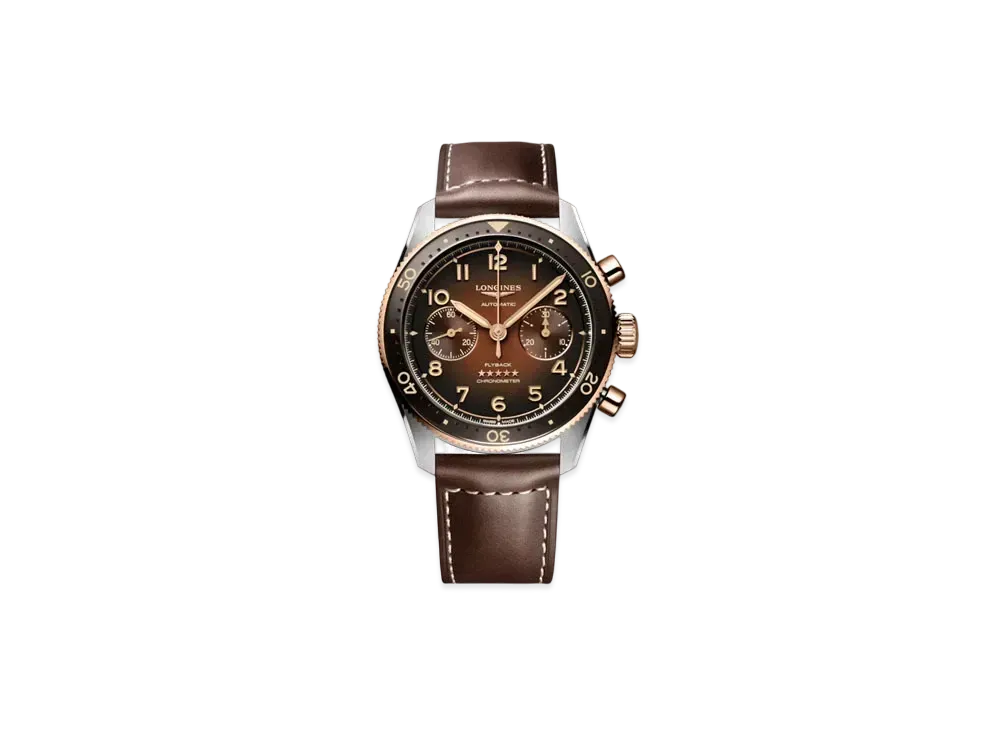 ロンジン スピリット フライバック 42mm "ステンレススチール/18KローズゴールドGC200/ブラウン" L3.821.5.59.2