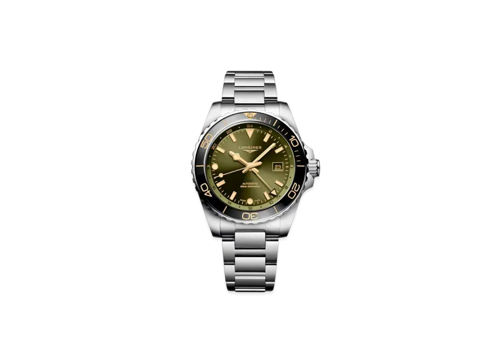Longines Hydroconquest GMT 43mm "Stainless Steel/Ceramic/Sunray Green" L3.890.4.06.6