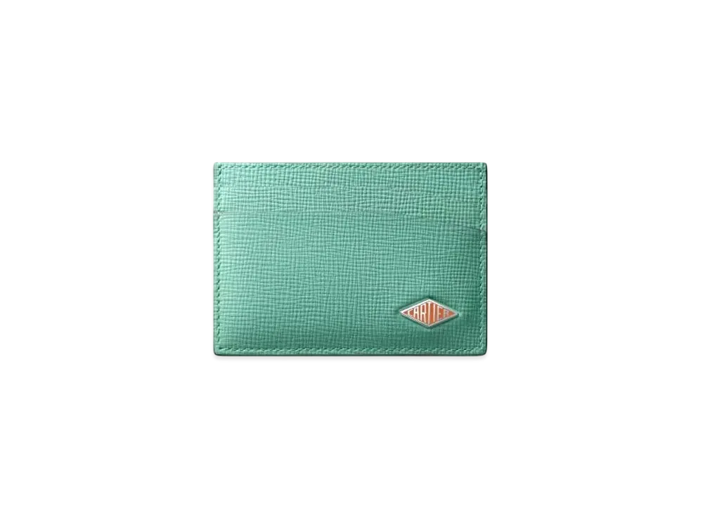 Cartier Losange Small Leather Goods, Card Holder "Jade Green/Tangerine"