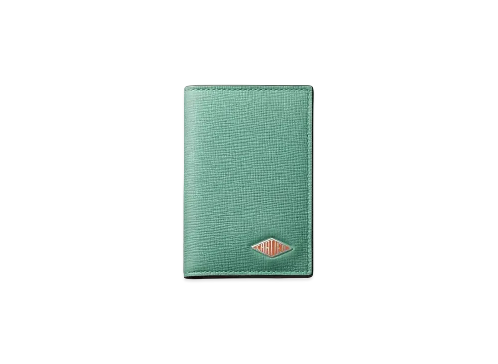Cartier Losange Small Leather Goods, Card Holder "Jade Green/Tangerine"
