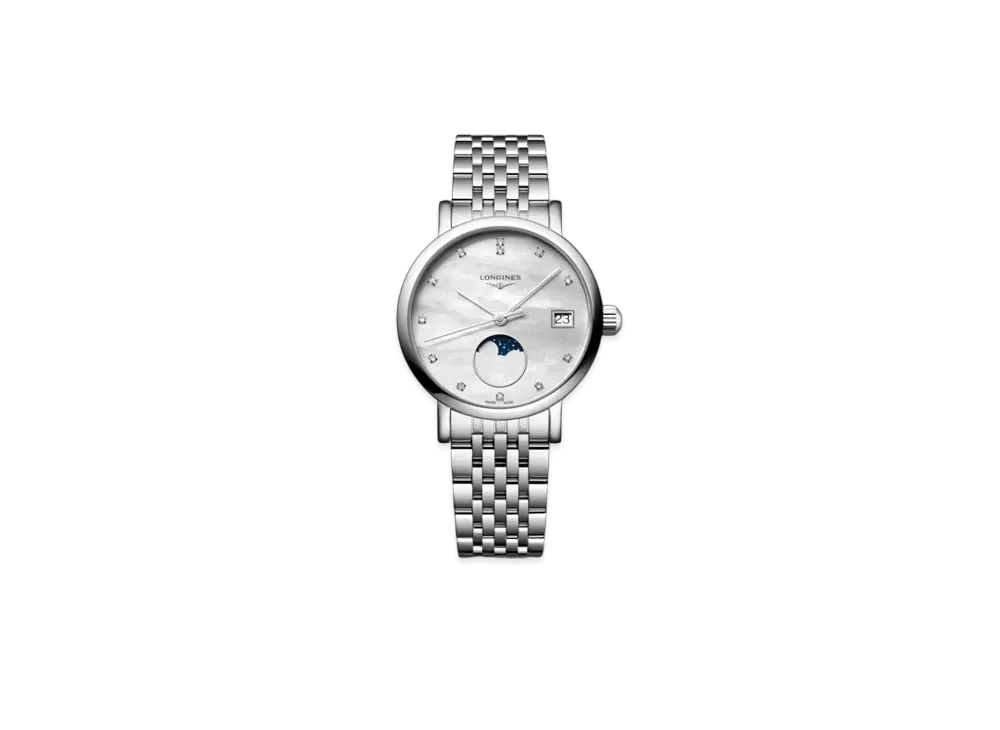 ロンジン エレガント コレクション ムーンフェイズ 30mm "ステンレススティール/ホワイトマザーオブパール" L4.330.4.87.6