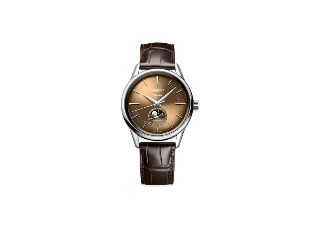 ロンジン フラッグシップ ヘリテージ ムーンフェイズ 38.50mm "ステンレススティール/サンレイベージュ/ブラウン" L4.815.4.62.2