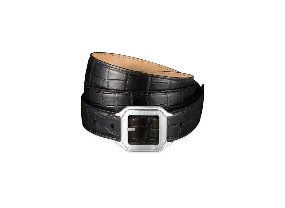 Cartier Belt, Santos de Cartier Crocodile Skin "Black/Palladium"