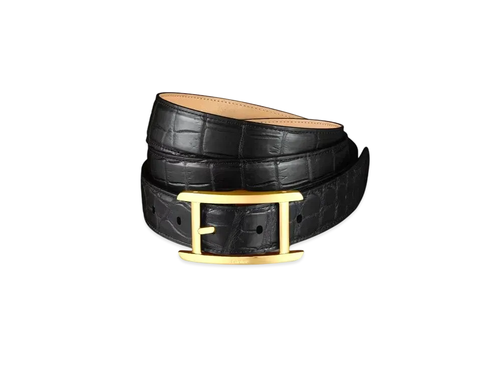 Cartier Belt, Tank Crocodile Skin "Black/Gold"