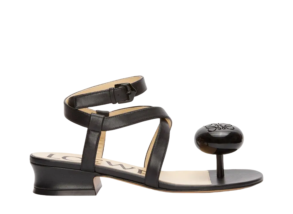 LOEWE Women's Calle Pebble sandal in Lambskin "Black"