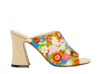 LOEWE Women's Calle Open Mule In Embroidered Canvas "Multicolor"