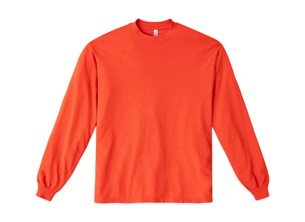 Los Angeles Apparel 6.5oz Long Sleeve Garment Dye Crew Neck T-Shirt "Bright Orange"