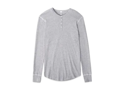 Los Angeles Apparel Poly-Cotton Thermal Long Sleeve Henley "Heather Grey"