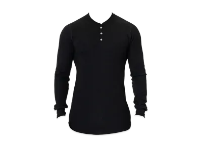 Los Angeles Apparel Poly-Cotton Thermal Long Sleeve Henley "Black"