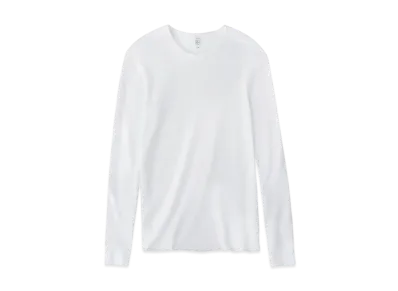 Los Angeles Apparel Poly-Cotton Thermal Long Sleeve Crewneck "White"