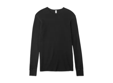 Los Angeles Apparel Poly-Cotton Thermal Long Sleeve Crewneck "Black"