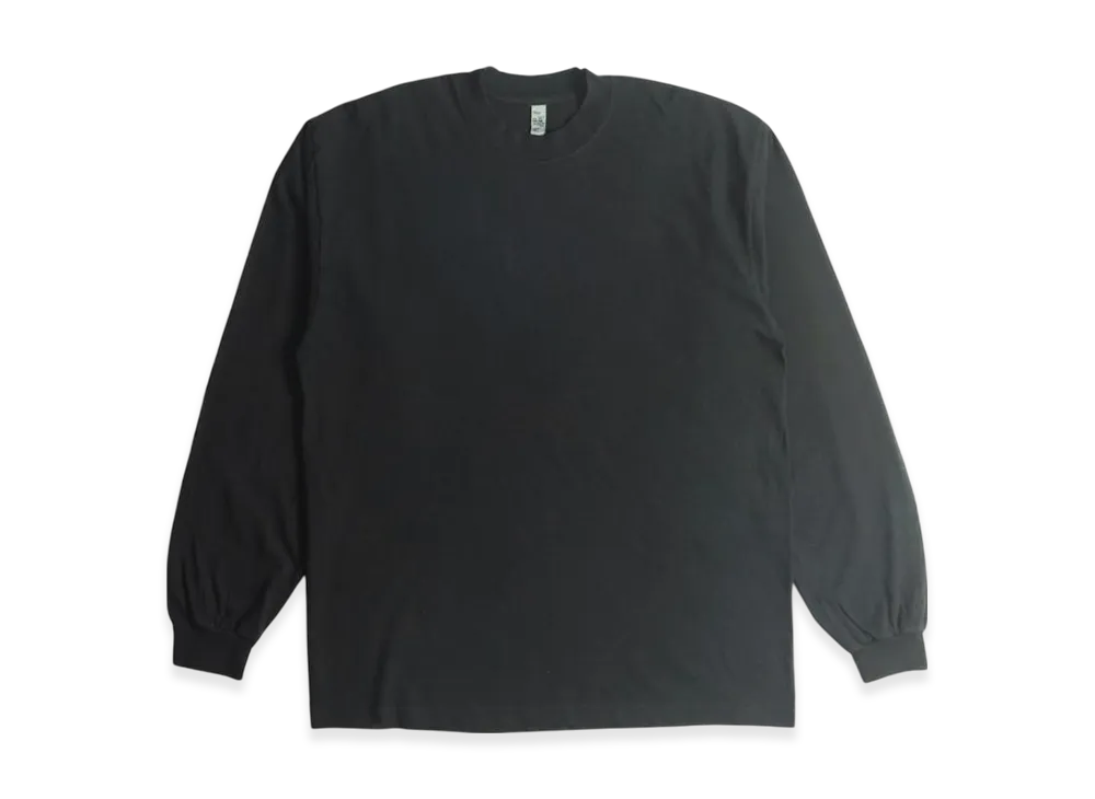 Los Angeles Apparel 6.5OZ Garment Dyed Crew Neck Long Sleeve T-Shirt "Black"