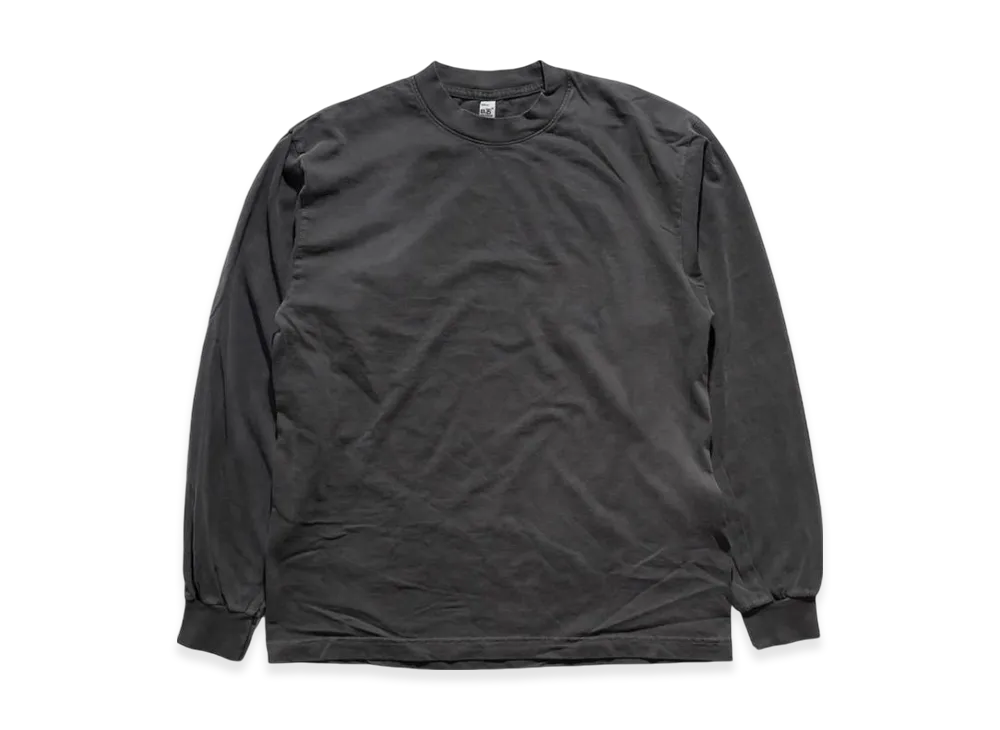 Los Angeles Apparel 6.5OZ Garment Dyed Crew Neck Long Sleeve T-Shirt "Vintage Black"