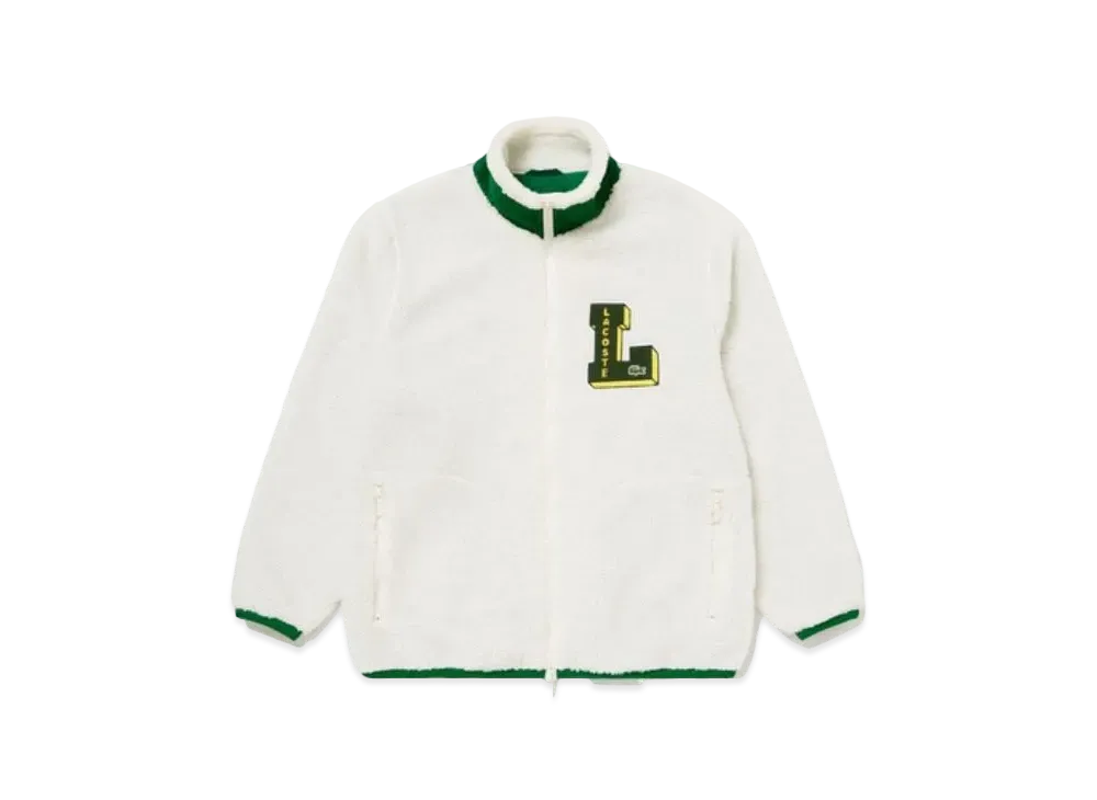 LACOSTE L Patch Sherpa Fleece Jacket "White"