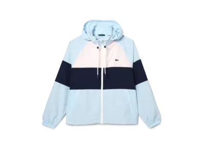 LACOSTE Water Repellent Color Block Short Track Jacket "Light Blue"