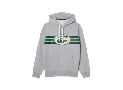 LACOSTE Monogram Layered Oval Logo Sweat Hoodie "Grey"