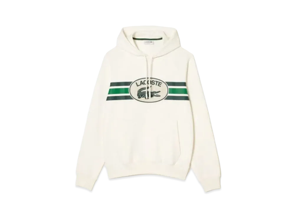 LACOSTE Monogram Layered Oval Logo Sweat Hoodie "White"